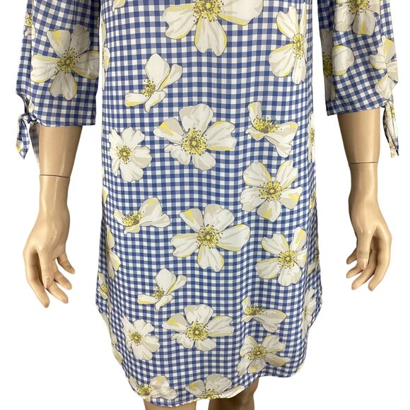 Draper James Dress Size 4 Blue & White Floral‎ Yellow Gingham Stretch - Picture 8 of 8